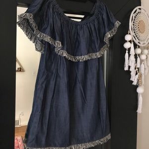 Line and Dot off the shoulder denim dress